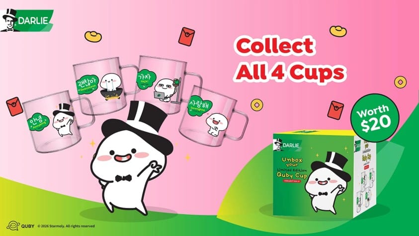 Darlie Singapore x Quby Glass Cups promotion for CNY 2026