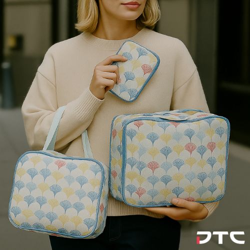 Foldable travel organizer set with original artwork by artists on the autism spectrum