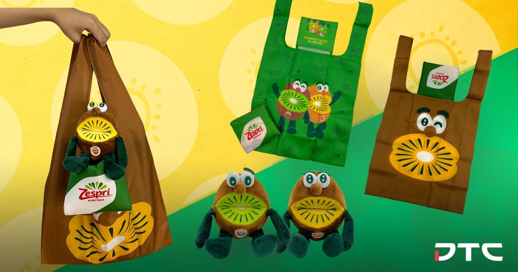 Zespri custom plush toy and foldable bag created and fulfilled across 8 countries by DTC World