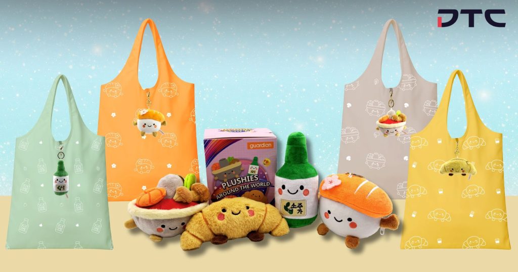 Guardian Singapore “Beauty Around the World” custom plush keychain and foldable reusable bag gift with purchase by DTC World