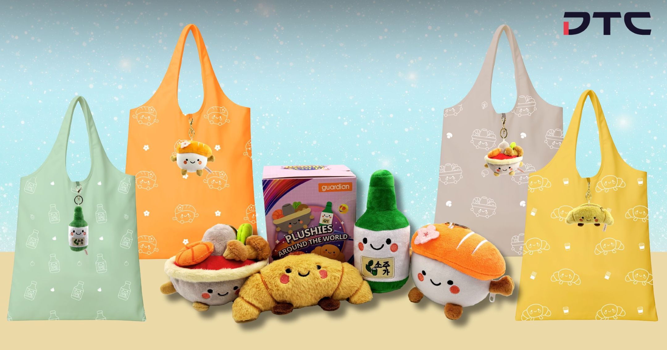 Guardian Singapore “Beauty Around the World” custom plush keychain and foldable reusable bag gift with purchase by DTC World
