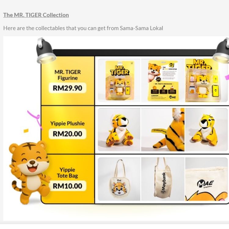 Maybank Mr Tiger Collectibles campaign info