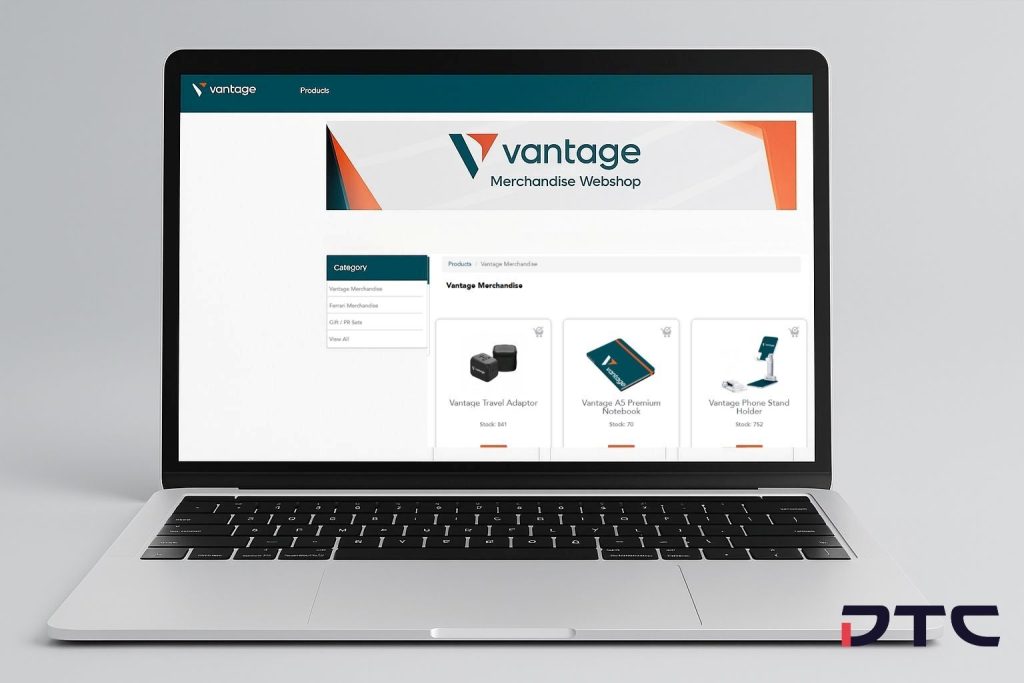 Vantange Merchandise Webshop; microsite developed by DTC World