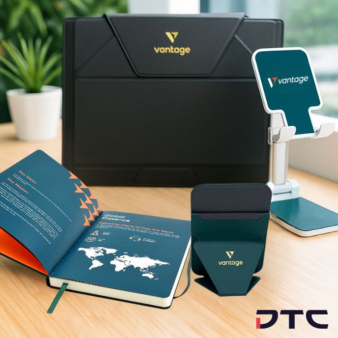 Vantage desktop corporate gifts, such as phone holder, laptop stand
