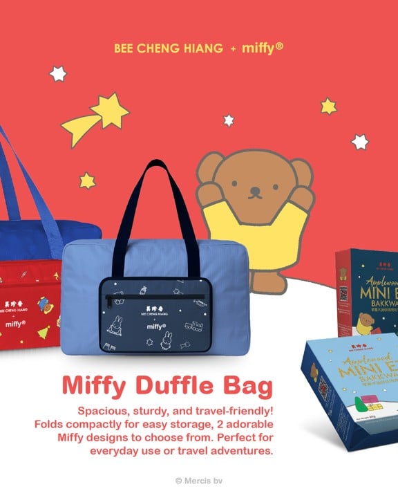 Bee Cheng Hiang + Miffy Christmas gift with purchase promotion - Miffy duffle bags produced by DTC World