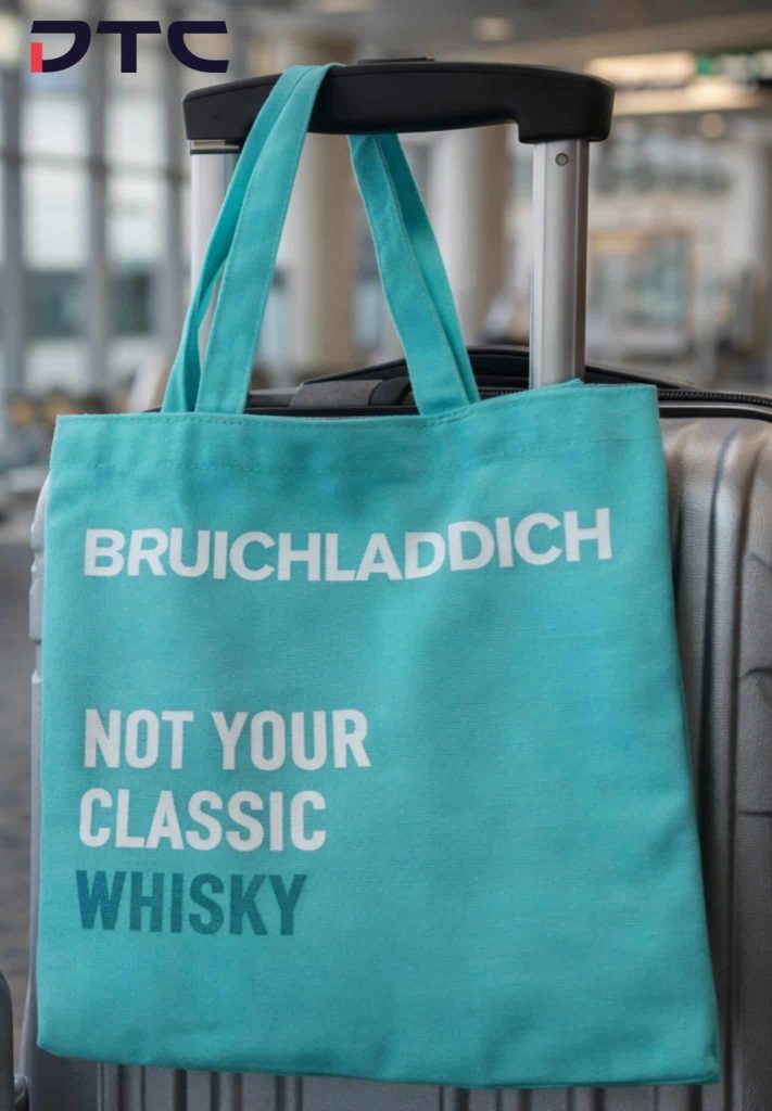 Bruichladdich RPET tote bag created for global travel retail gifting