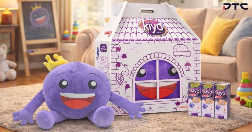 Pokka Kiyo PR kit with custom plush and house-shaped packaging