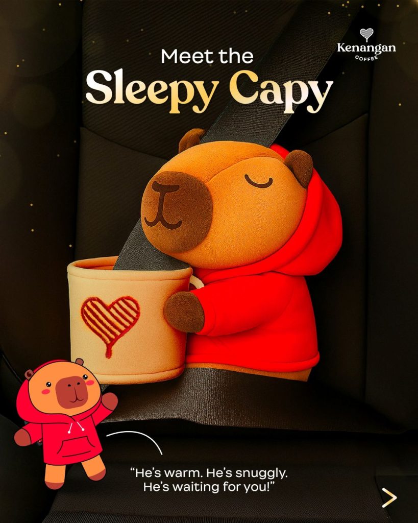 Capybara cup sleeves used in Kenangan Coffee stores during promotional campaign