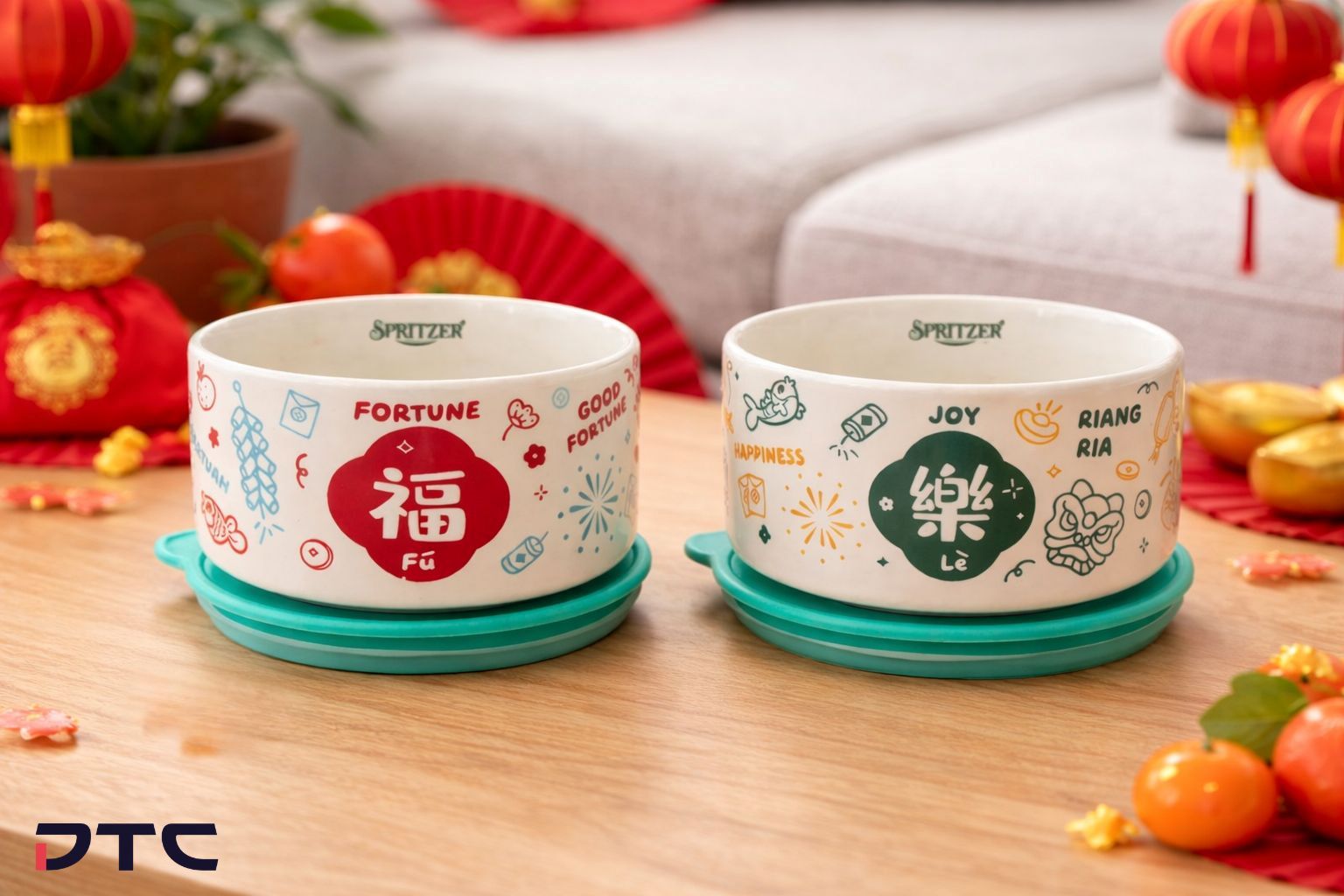 Festive ceramic bowls created for Spritzer CNY 2026 promotion
