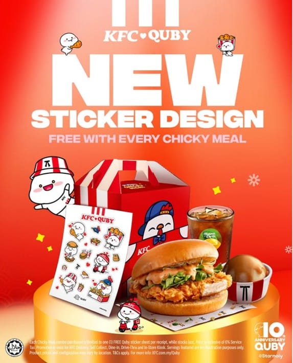 Quby character sticker sheet promotional merchandise from KFC Malaysia campaign