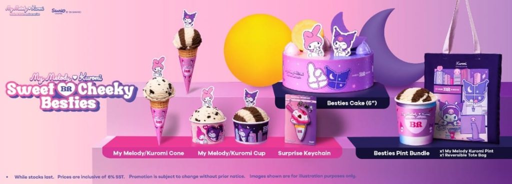 My Melody & Kuromi merchandise at BaskinRobins