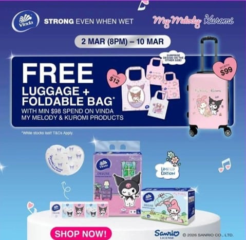 Vinda My Melody Kuromi luggage promotional merchandise from gift with purchase campaign