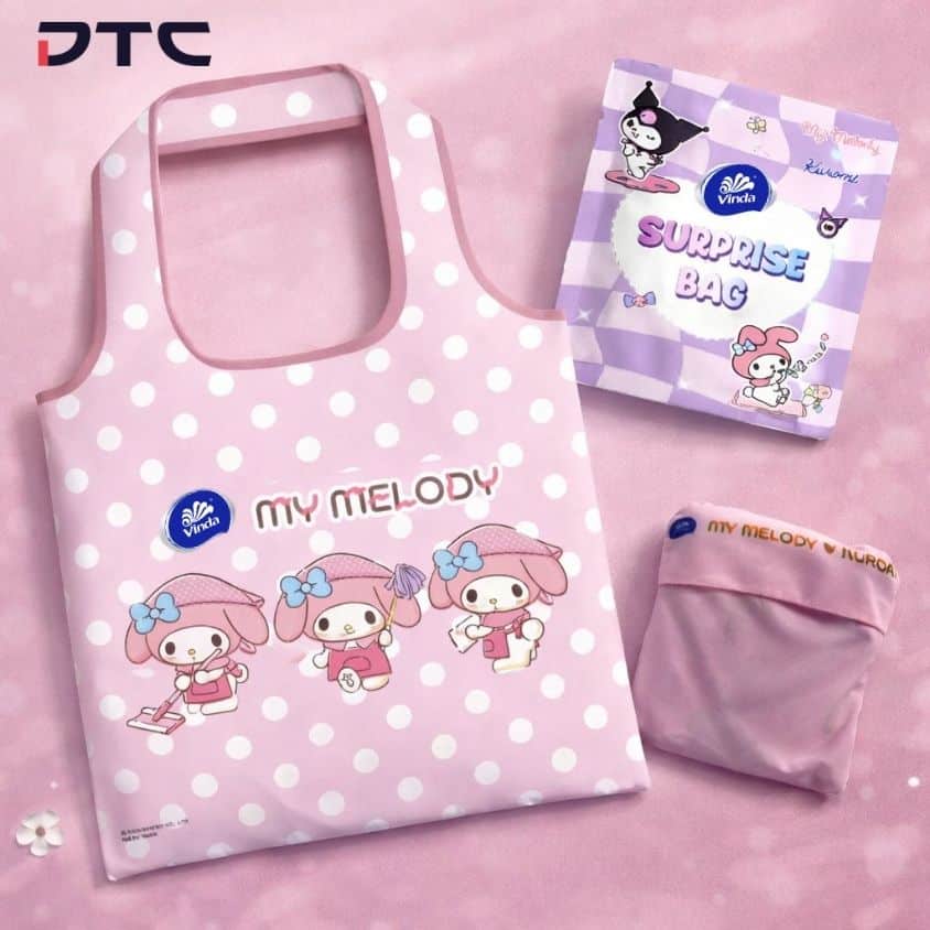 My Melody foldable bag with surprise blind bag promotional merchandise campaign