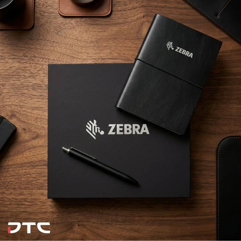 Custom Zebra Technologies notebook and pen gift set for corporate gift Malaysia and branded merchandise