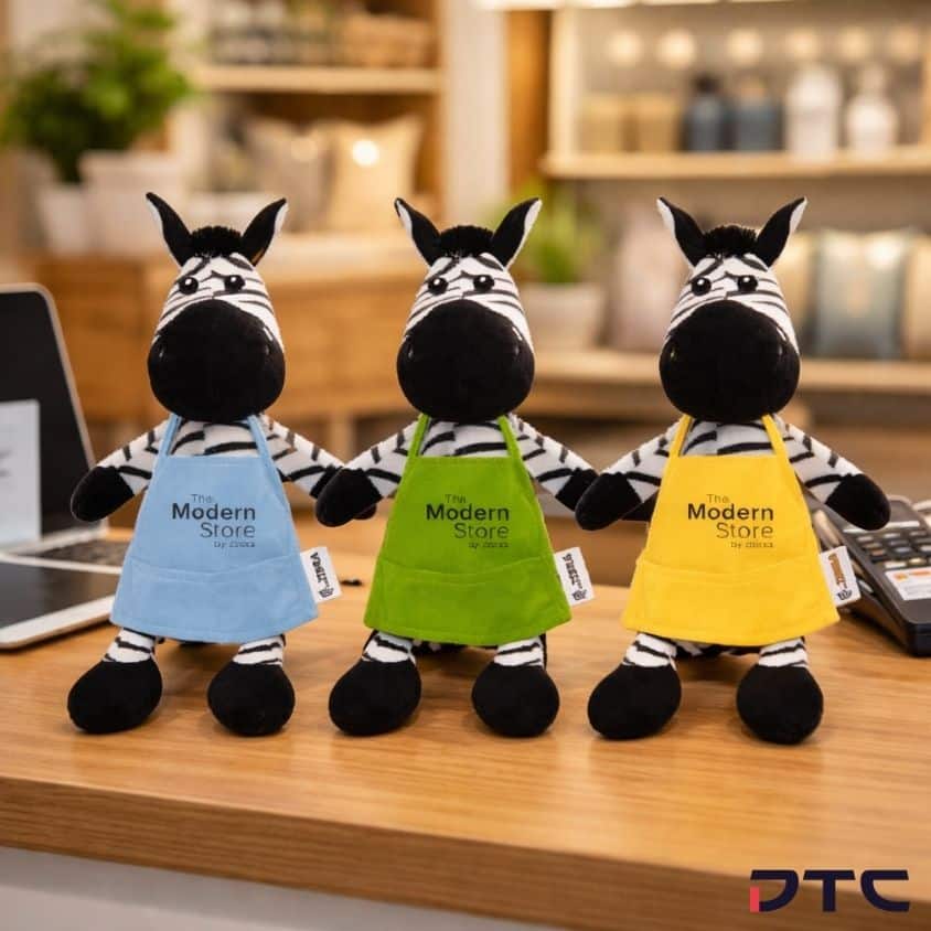 Zebra Technologies custom plush in apron designs for corporate gift Malaysia