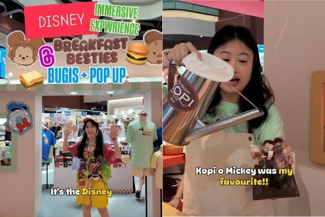 Content creator sharing Disney Breakfast Besties pop-up at Bugis+ featuring immersive retail experience and licensed merchandise