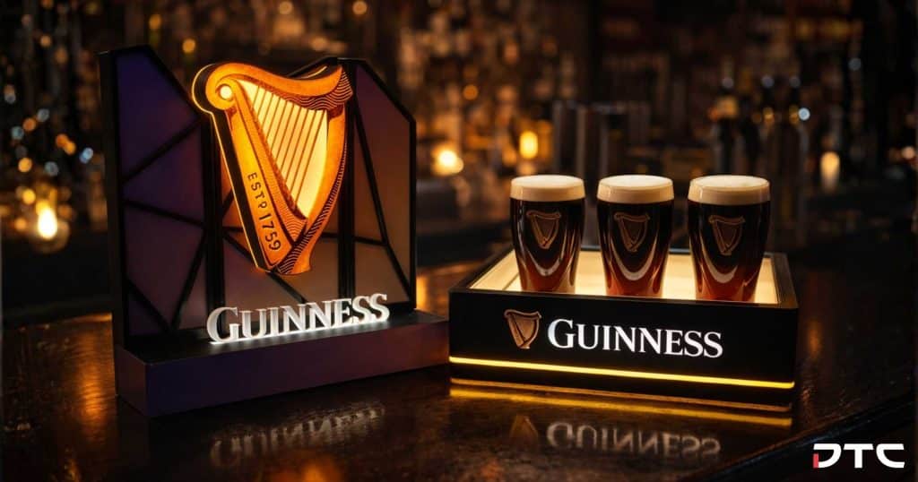 Guinness promotional merchandise Malaysia LED tray and light sign for trade channel display