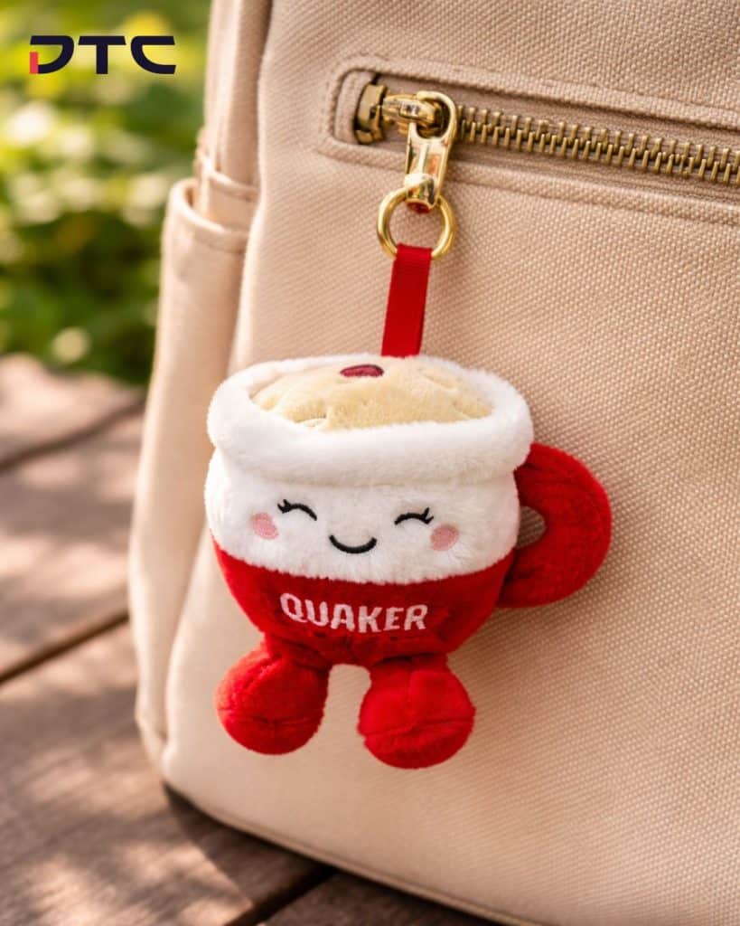 Quaker Oats custom plush keychain Malaysia lifestyle use attached to bag