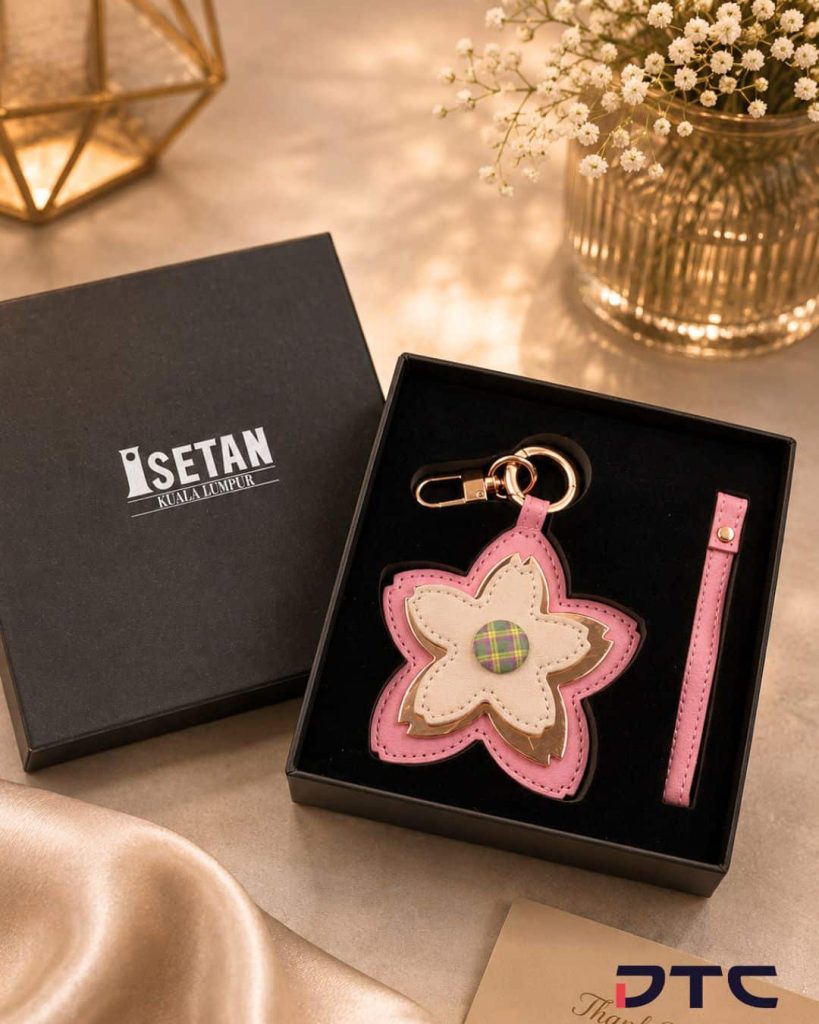 Limited-edition floral bag charms with premium gift box packaging for Isetan Kuala Lumpur Malaysia