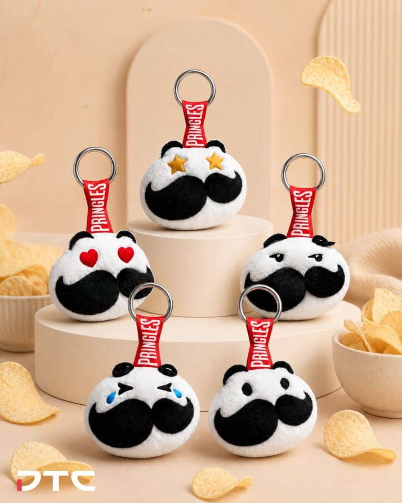 Pringles Original, Sad, Starstruck, Love and Meh plushie keychains in Malaysia