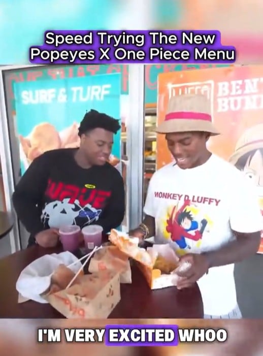 The One Piece × Popeyes campaign gained strong organic attention, with creators like IShowSpeed sharing the experience with fans.