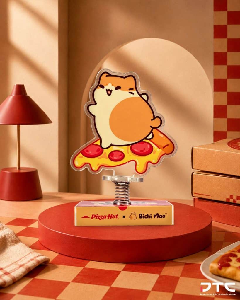 Bichi Mao spring-mounted character standee produced for Pizza Hut Malaysia