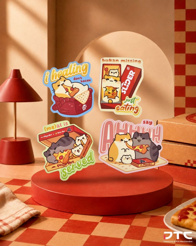 Bichi Mao glitter sticker collection produced for Pizza Hut Malaysia