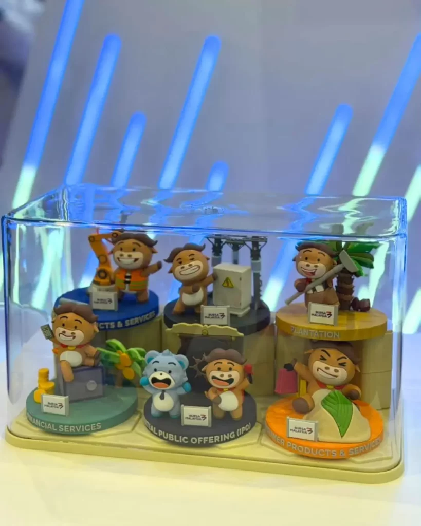 The full six-figurine Bursa Malaysia 50th anniversary collection displayed at the InvestSmart® x Bursa Marketplace Fair 2026.