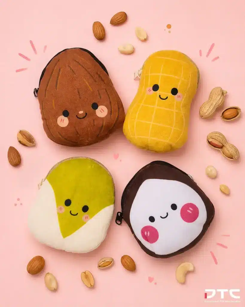 Tai Sun mini pouches in four collectible nut-inspired designs