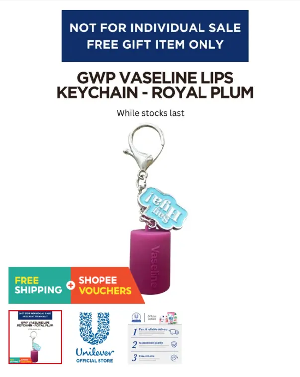 Vaseline lip gloss keychain used as beauty gift with purchase merchandise