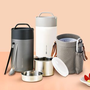 Premium Thermal Food Container with Cutlery Set and Insulated Carrier