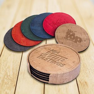 PU Cork Round Coaster Set