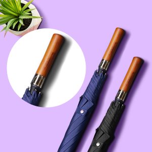 intage-Style Golf Umbrella with Wooden Handle