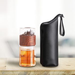 Travel Tea Infuser Glass Tumbler with Sleeve