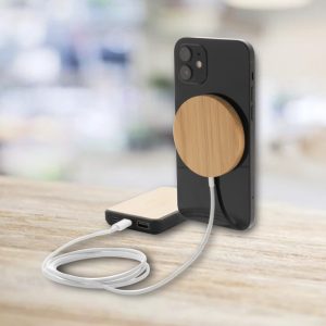 10W bamboo magnetic wireless charger