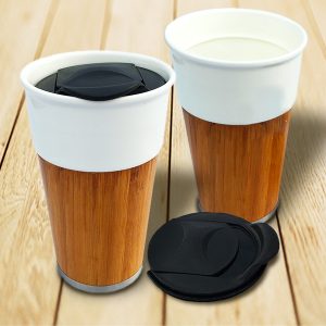 Ceramic and Bamboo Travel Tumbler (450ml)