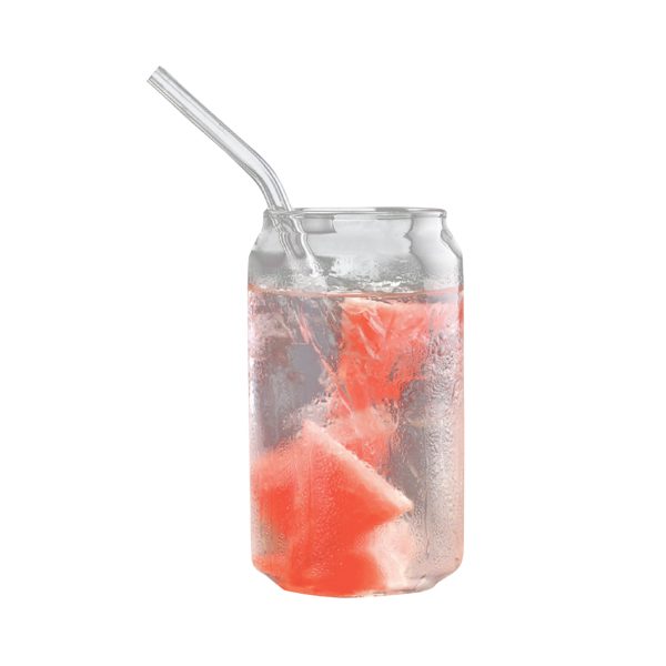 Can Shaped Glass Cup with Straw (350ml / 550ml)