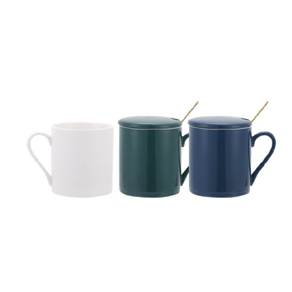 Ceramic Mug with Lid and Spoon (350ml)