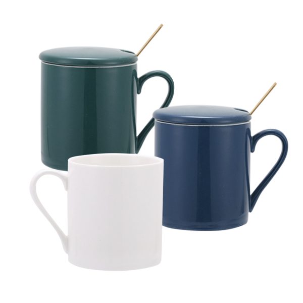 Ceramic Mug with Lid and Spoon (350ml)