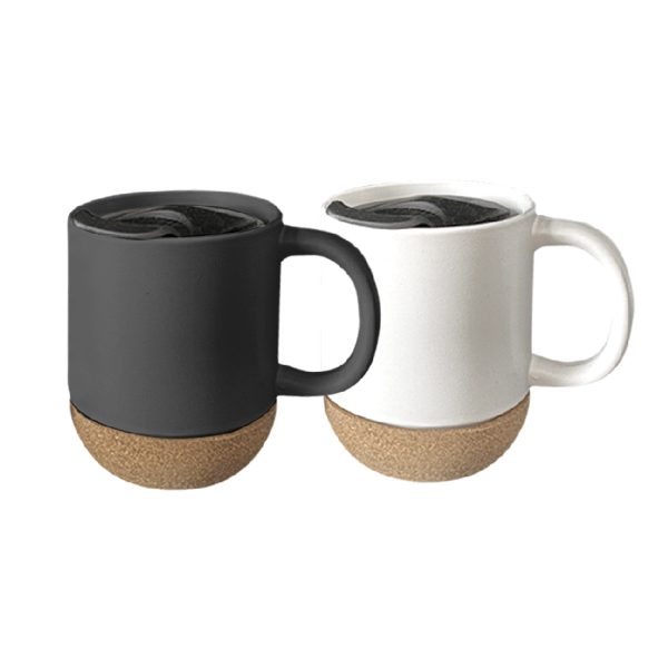 Premium Ceramic Mug with Cork Base and Lid (300ml)