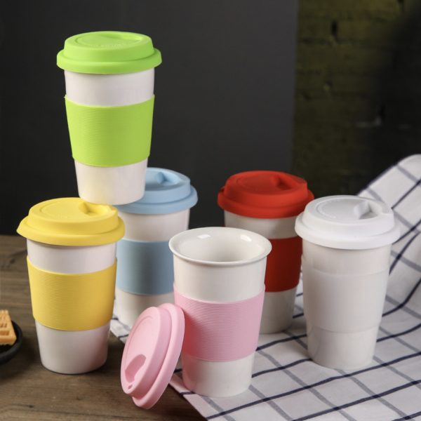 Ceramic Travel Mug with Silicone Lid (450ml)