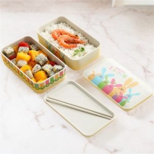 Double Layer Bamboo Fiber Bento Box Set