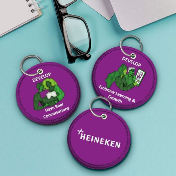 Round Fabric Badge Keychain