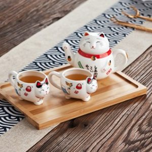 Fortune Cat Ceramic Teapot Set