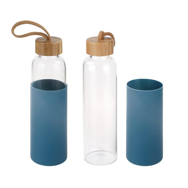 Glass Water Bottle with Silicone Sleeve (550ml)