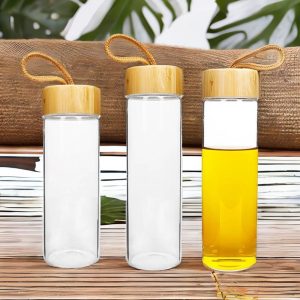 Glass Bottle with Bamboo Lid