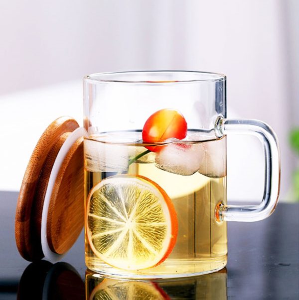 Glass Mug with Bamboo