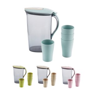 Wheat Straw Drinking Cups and Flask Set