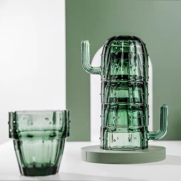 Cactus-inspired Stackable Glass Cup Set