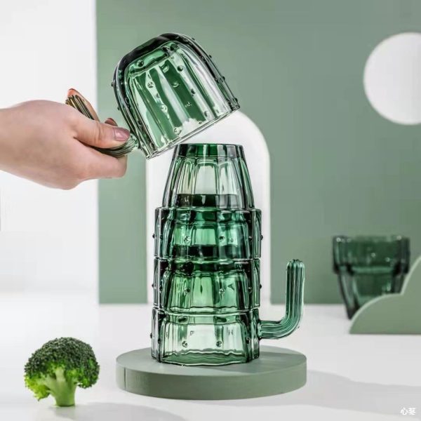 Cactus-inspired Stackable Glass Cup Set